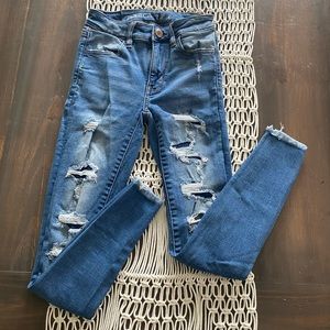 American Eagle high rise patched distressed jeggings (Short)